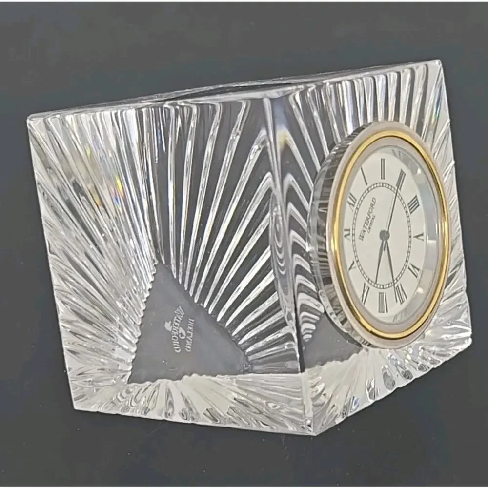 Vintage Waterford Crystal‎ Desk Clock Meridian Cube Works PB205